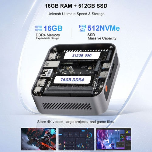 Ninkear M7 Mini PC, AMD Ryzen 5 7430U 6 Cores Max 4.3GHz, 16GB RAM 512GB SSD