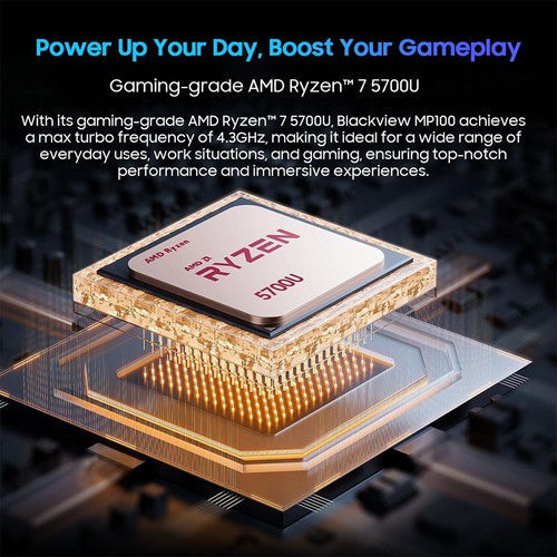 Blackview MP100 Mini PC, AMD Ryzen 7 5700U 8 Cores Max 4.3GHz, 16GB RAM 512GB SSD