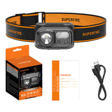 Superfire HL23 headlamp flashlight, 220 lm, USB-C, powerbank
