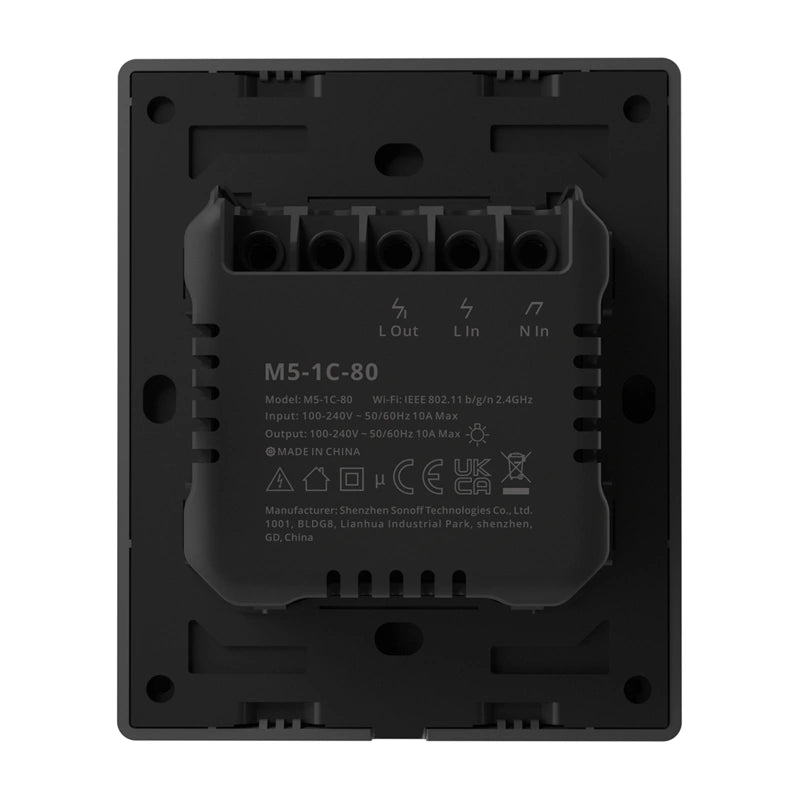 Smart Matter Over Wi-Fi wall switch SONOFF M5-1C-80 (1-channel, for frame, graphite)