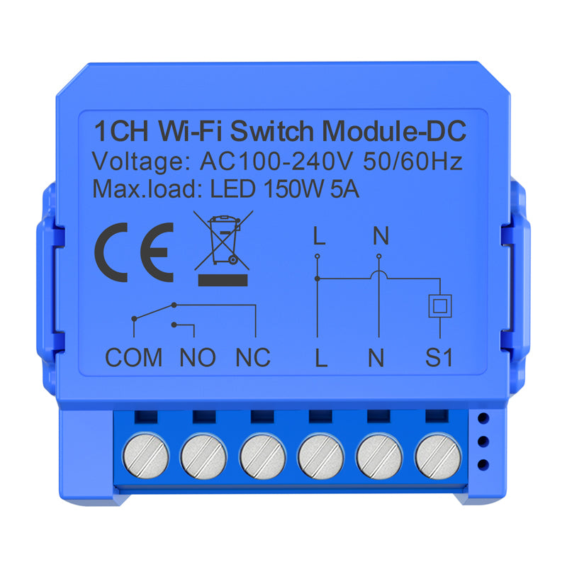 Intelligent 1-channel WiFi switch module with voltage-free DC contact Avatto WSM16-DC-1