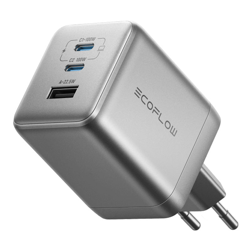 EcoFlow RAPID Pro 100W mains charger, 2xUSB-C, 1xUSB-A, GaN