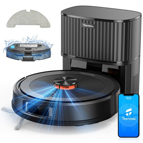 Teendow D10S MAX 2-in-1 Robot Vacuum Cleaner and Mop with Auto-empty Station, 4500Pa
