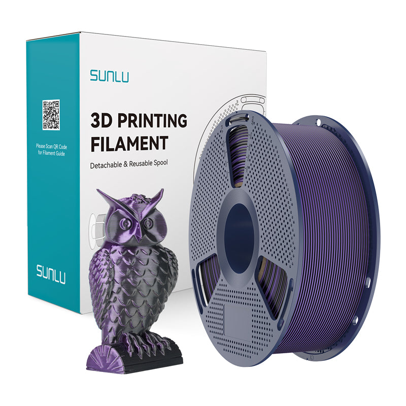 Sunlu PLA+ Silk Dual Color Filament (Black and Purple)