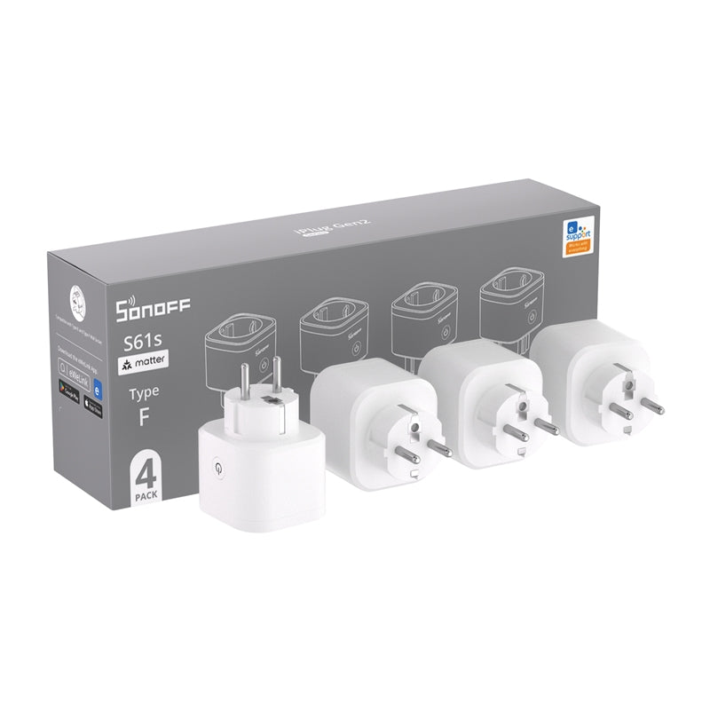 SONOFF S61s Matter External Plug via Wi-Fi, 4-Pack