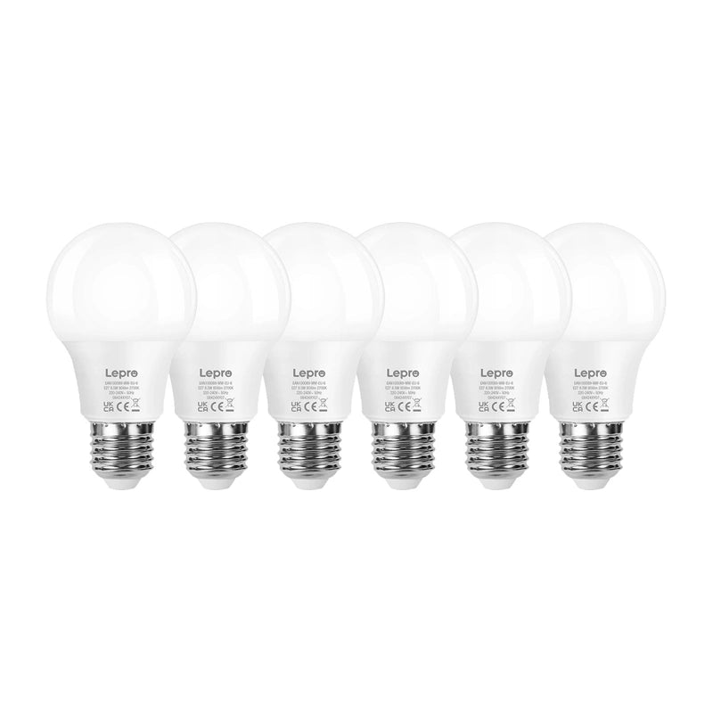 LEPRO 100089-WW-EU-6 LED Bulb, E27, A60, 8.5W (60W), 806 lm, 2700K (warm), 180°, 6-pack