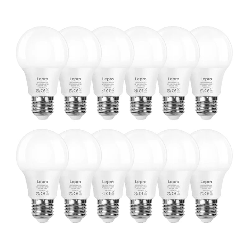 LEPRO 100089-WW-EU-12 LED Bulb, E27, A60, 8.5W (60W), 806 lm, 2700K (warm white), 180°, 12-pack