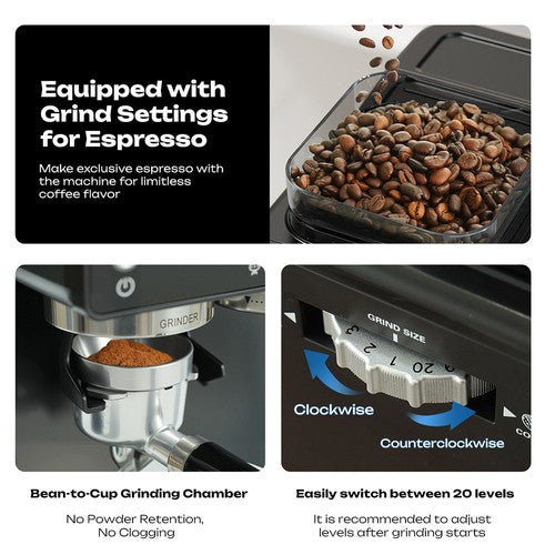 HiBREW H20 All-in-One Coffee Machine with Built-in Grinder, Dual Hot & Cold Extraction