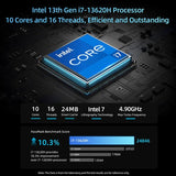 BMAX B10 Pro Mini PC, Intel i7-13620H 10 Cores Max 4.9GHz, 24GB LPDDR5 RAM 1TB